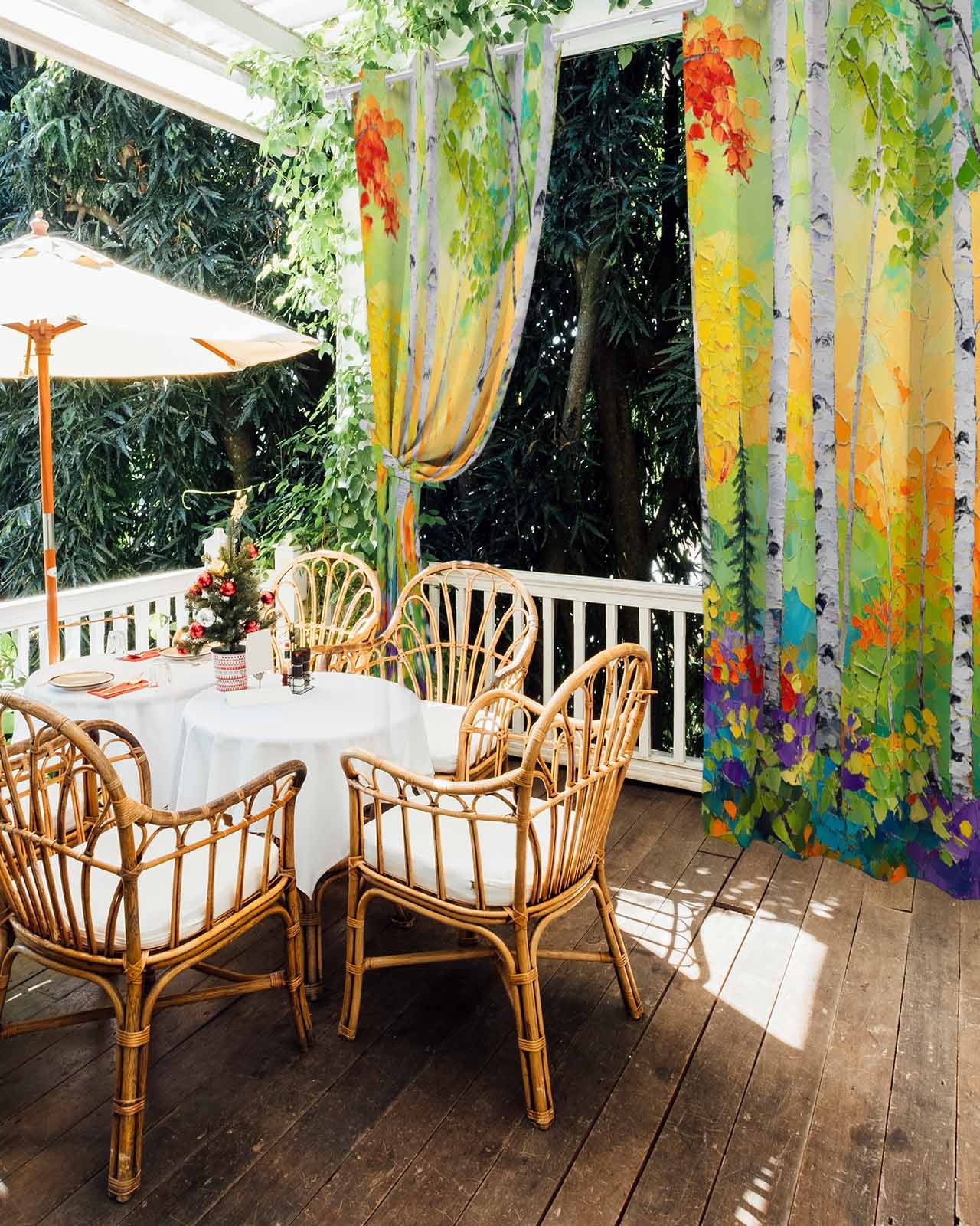 nqOlkjepod Outdoor Curtains for Patio Waterproof, Modern Oil Painting Outdoor Privacy Panels Grommet, Summer Tree Botanical Pink Green Blackout Outside Curtains for Porch/Cabana 54"x84", 2 Panels