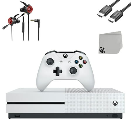 Microsoft Xbox One S 500GB White Gaming Console   G11-A Earbuds With Microphone BOLT AXTION Bundle Like New