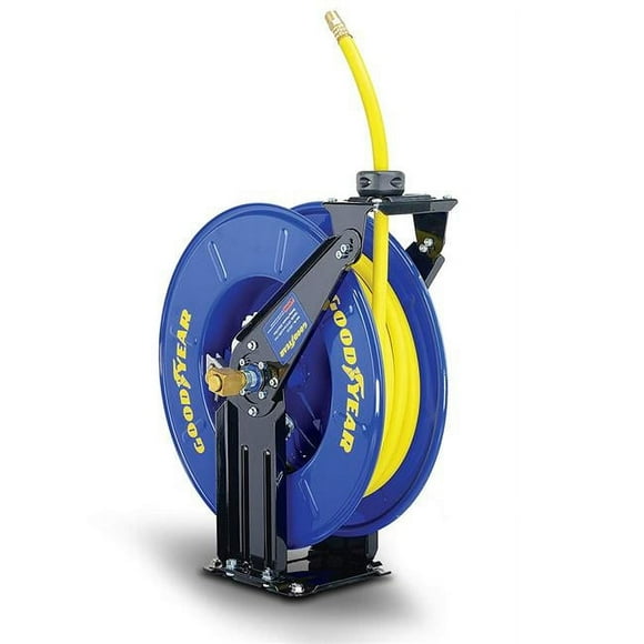 Goodyear Air Hose Reel Retractable 3/8" Inch x 50' Foot SBR Rubber Hose Max 300 psi - Single Arm Construction