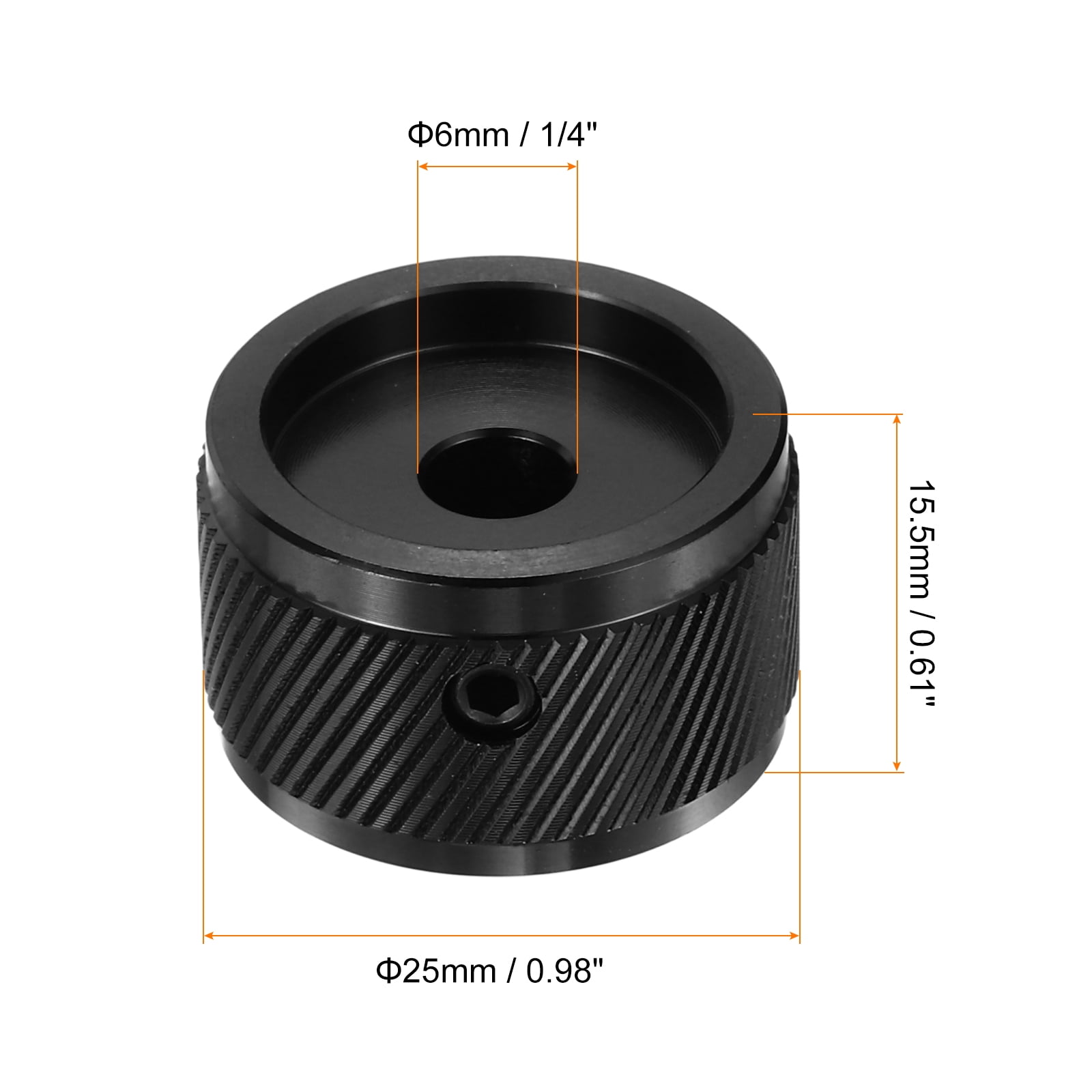 Uxcell 6 Pcs Aluminium Potentiometer Knobs, 1/4" (6mm) Universal Volume Tone Control Knobs for Guitar, Bass, Twill 5/8" Black