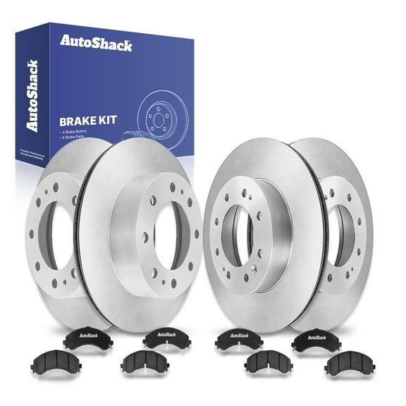 AutoShack Front & Rear Brake Rotors & Ceramic Pads for Chevrolet & GMC, Silverado 2500 HD 2020-2022, 2025 Sierra 2500 HD 2020-2022, 2025, 4WD RWD V8 6.6L