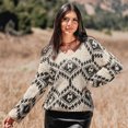 thumbnail image 4 of Cupshe Women's Crochet Knit V-Neckline Dropped Long Sleeves Ripped Sweater, 4 of 5