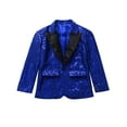 thumbnail image 5 of MSemis Kids Boys Shiny Sequined Suit Jacket Blazer One Button Tuxedo Blue 10, 5 of 6