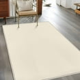 thumbnail image 4 of Cream 2.7x5 Area Rugs, Farmhouse Solid Beige Color Modern Art Non-Skid Rubber Backing Large Rectangle Rugs - Living Room Bedroom Home Office, Indoor Floor Mat Carpets Washable Rug, 4 of 9