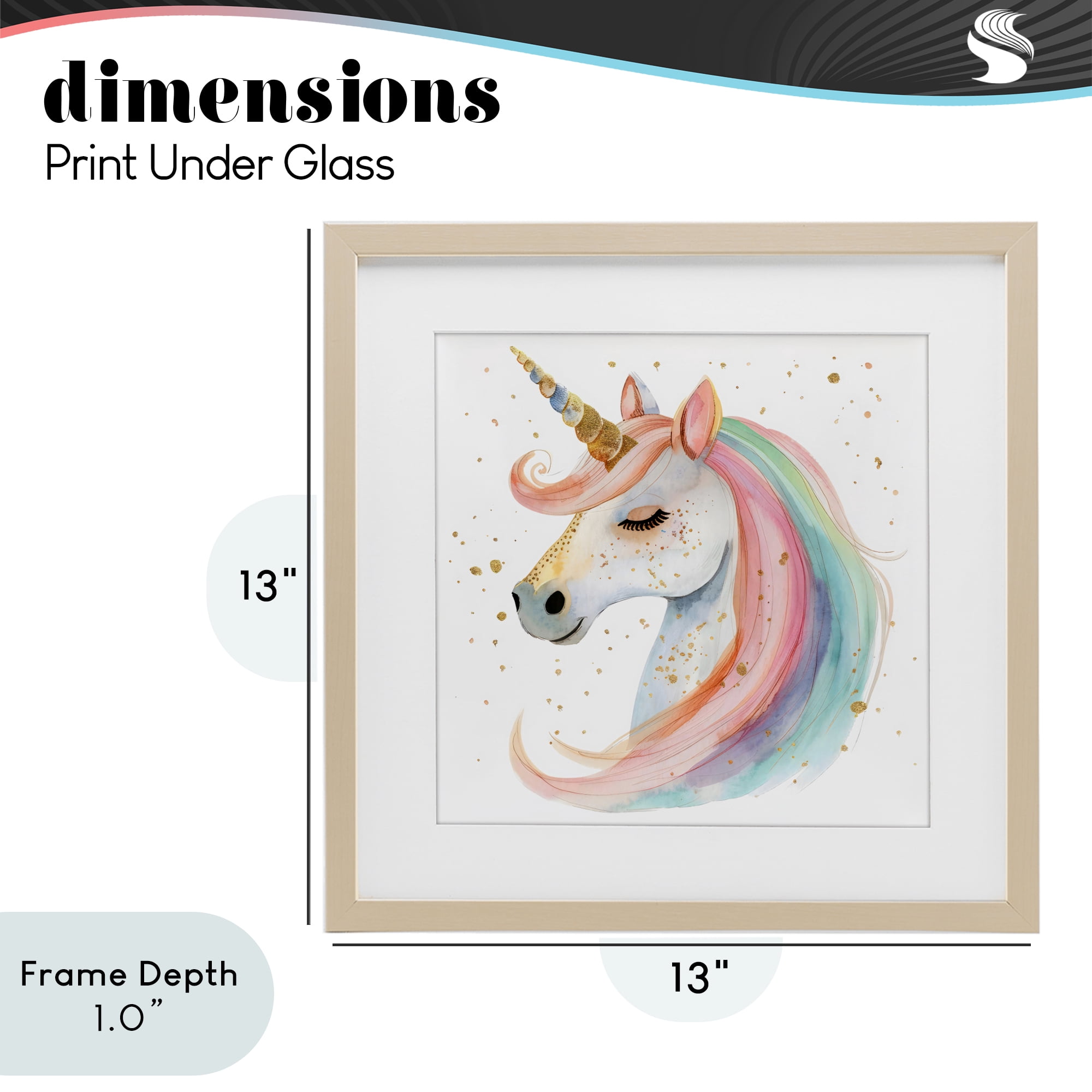 Stupell Industries Gold Speckled Pastel Unicorn Birch Framed Print Under Glass, design by Creative Studio