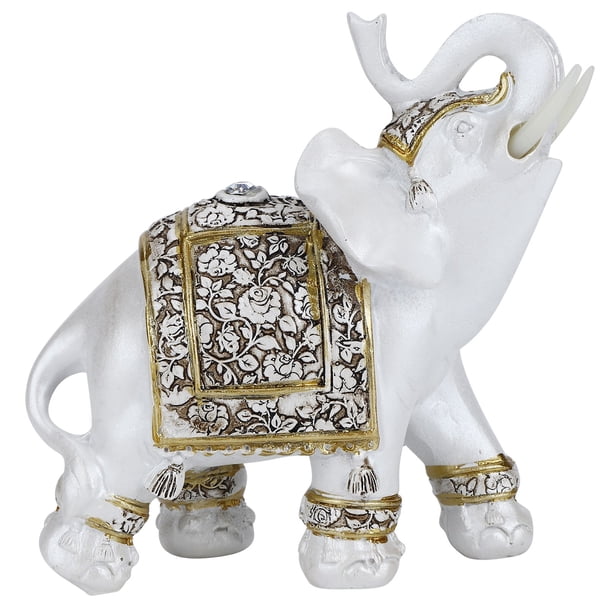 Estatuilla animal Sincero de resina para decoración casera Porcelana Flor Dorada M