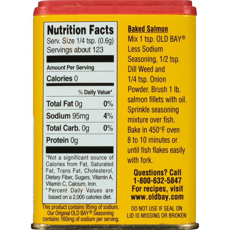 OLD BAY 30% Less Sodium Seasoning, 2.62 oz 