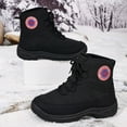 thumbnail image 5 of Men's Mid Calf Snow Boots Lace Up Fleece Lined High Top Casual Shoes Winter Plush Non Slip Hiking Booties Black 8.5, 5 of 7