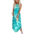 thumbnail image 1 of Lenago Robes de Cocktail Grande Taille pour Femmes Soirée Imprimé Sans Manches Croisé devant Longue Robe d'Été Plage en Liquidation, 1 of 5