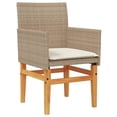 thumbnail image 4 of Sillas de patio VidaXL, color beige, poliratán y madera de acacia, 2 unidades, 4 of 9