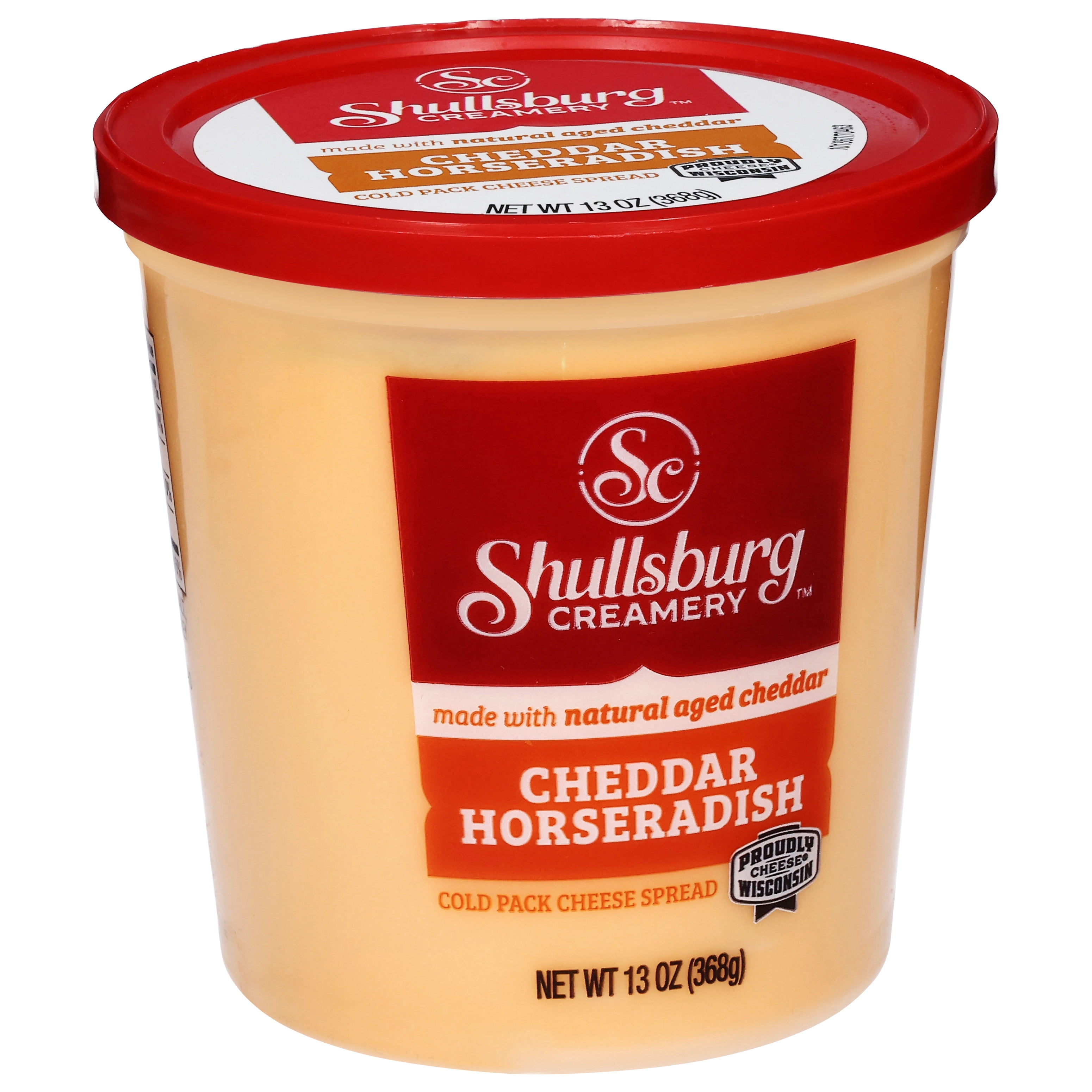 Shullsburg Creamery Horseradish Cheddar Spreadable Cheese Spread, 13 oz, Tub, Refrigerated