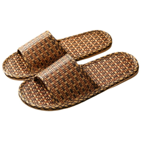 1 Pair Nordic Slippers Rattan Grass Woven Slippers Home Indoor Slippers for Men Women