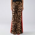 thumbnail image 7 of Women's Casual Pants Drawstring Leopard Print Color Block Side Striped Straight Leg Wide Leg Loose Pants Yellow L, 7 of 7