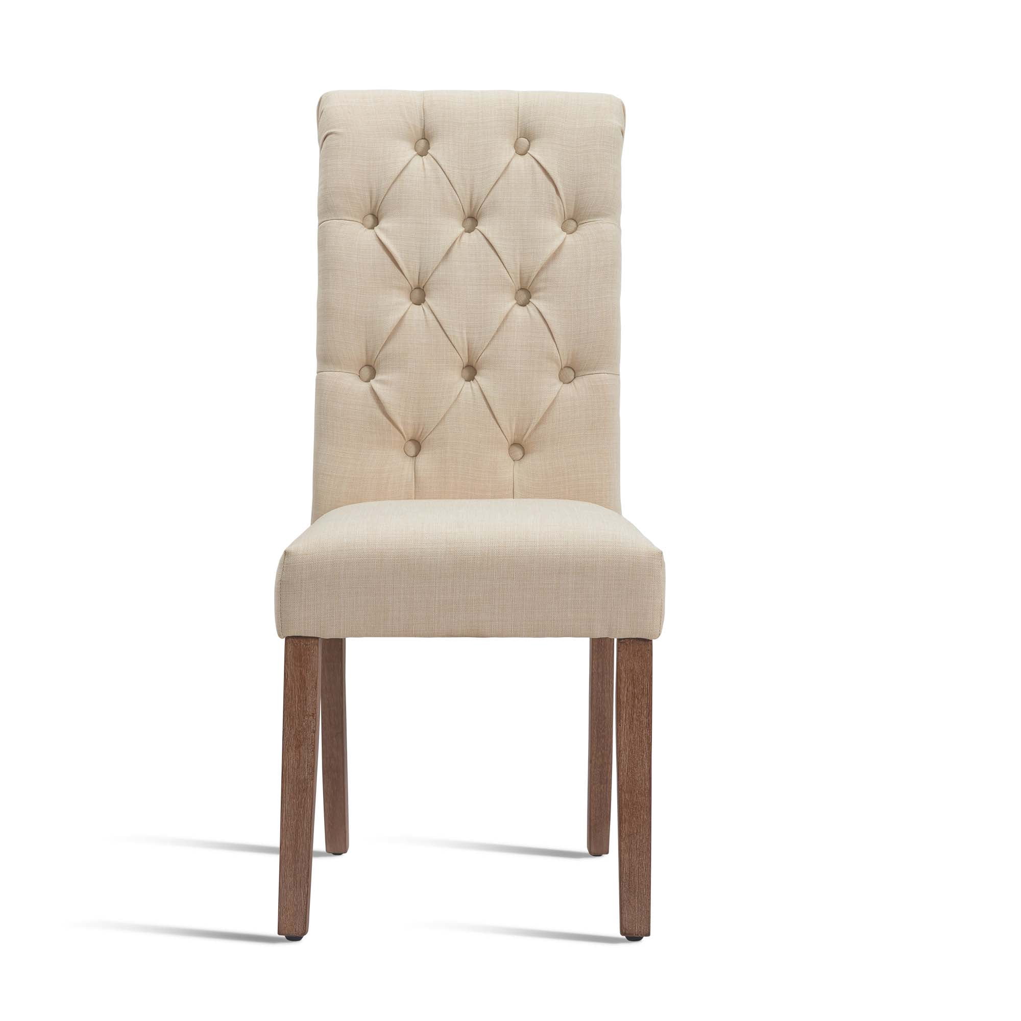 Fabric Dining Chairs Set of 2 with Solid Legs,Beige