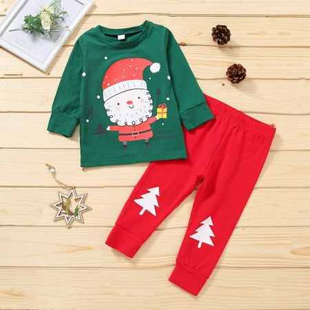 

Newborn Girls Boys Clothes Men\ s And Women\ s Christmas Snowman Printed Polka Dot Long-sleeved Jacket And Trousers Two-piece Suit