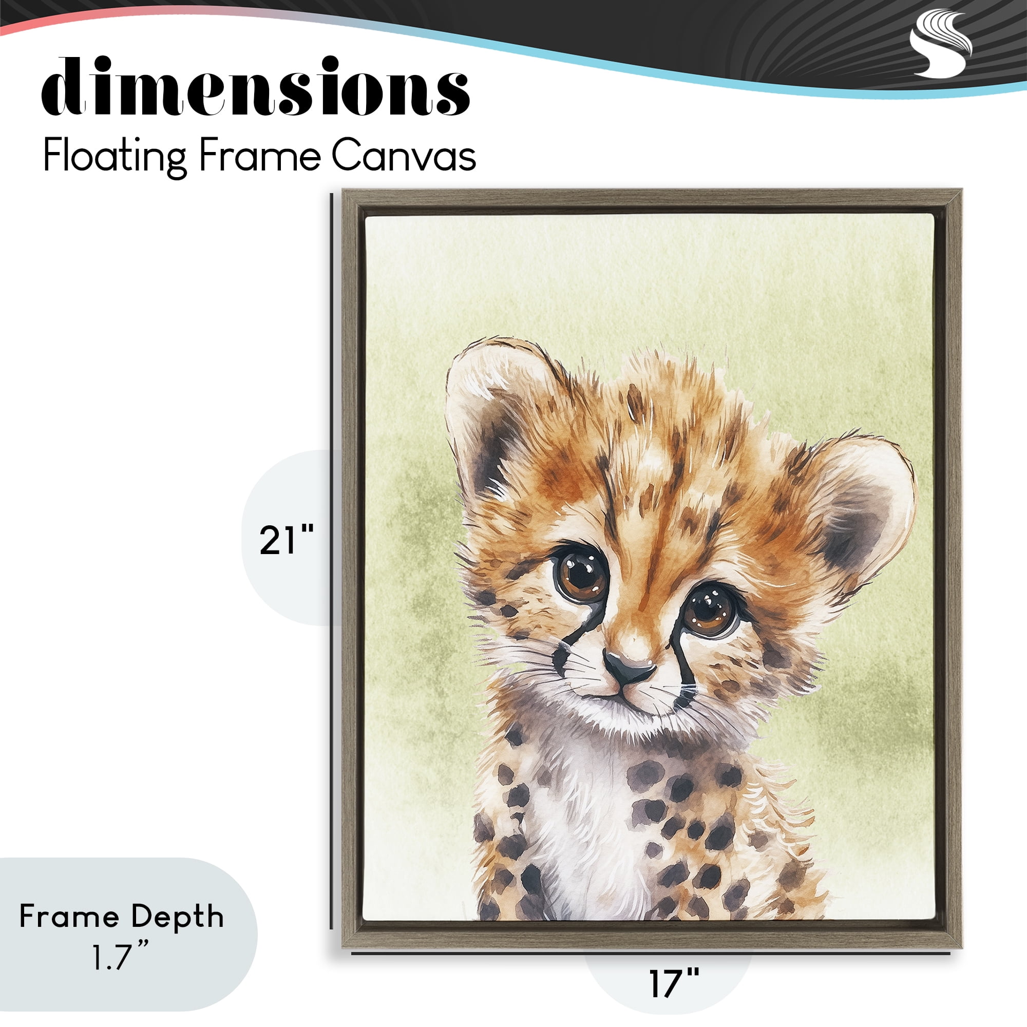 Stupell Industries Jungle Friends Baby Cheetah Brown Framed Floater Canvas Wall Art, design by Christine Simpson Art