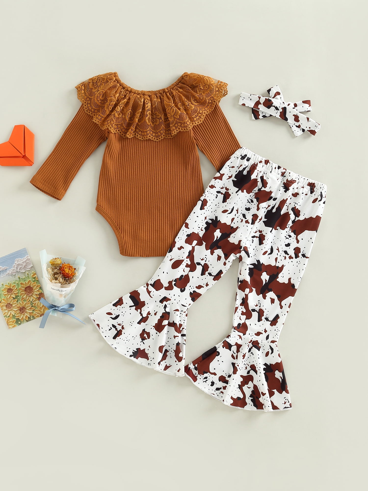 Freely Move Kids Autumn Solid Flare Pants Sweet Baby Girls Full