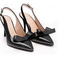 thumbnail image 4 of Women's Sexy Slingbacks Bow Stiletto Heels Closed Pointed Toe Pumps Bead Buckle Strap High Heels Dress Shoes, 4 of 12