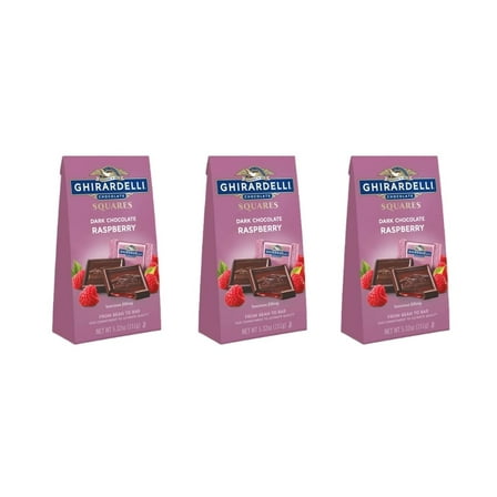 GHIRARDELLI Dark Chocolate Raspberry Squares, 5.32 Oz Bag (Pack of 3)
