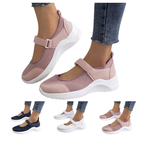 Women Orthopedic Mary Jane Flat Shoes Comfortable Walking Shoes Round Toe Lightweight Non Slip Shoes with Arch Support Black Size 7.5