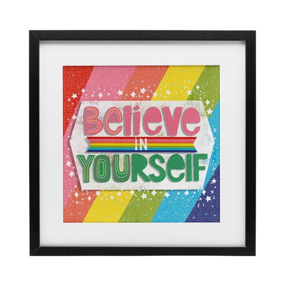 Stupell Industries Bohemian Believe In Yourself Rainbow Black Framed Print Under Glass, 13 x 13, by Jilly Jack Designs