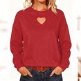 thumbnail image 2 of Miluxas Women's Heart Cut Out Oversized Sweatshirts Long Sleeve Pullover Tops Red L(L), 2 of 8