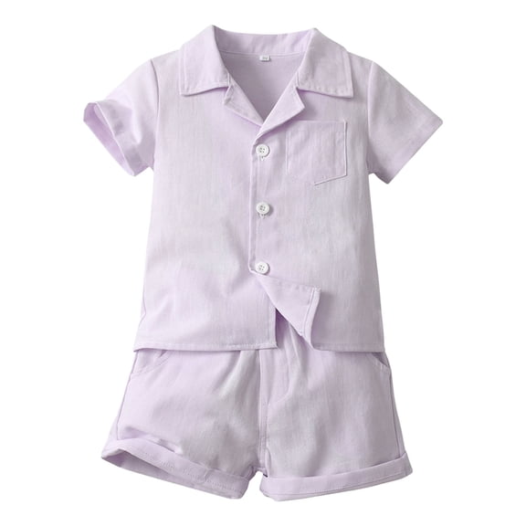 Big Boy Clothing Sets Short Sleeve Tops Floral Boys Performance Suit,Purple,110