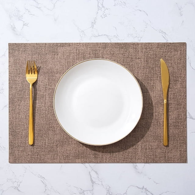 Mantel individual de cuero simple, impermeable y a prueba de aceite, tapete aislante térmico antiincrustante y antiescaldaduras, tapete de mesa de PU de doble cara