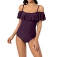 thumbnail image 6 of Csndyce Women's Ruffled One Piece Swimsuits off Shoulder Tummy Control Halter Bathing Suit Female, 6 of 7