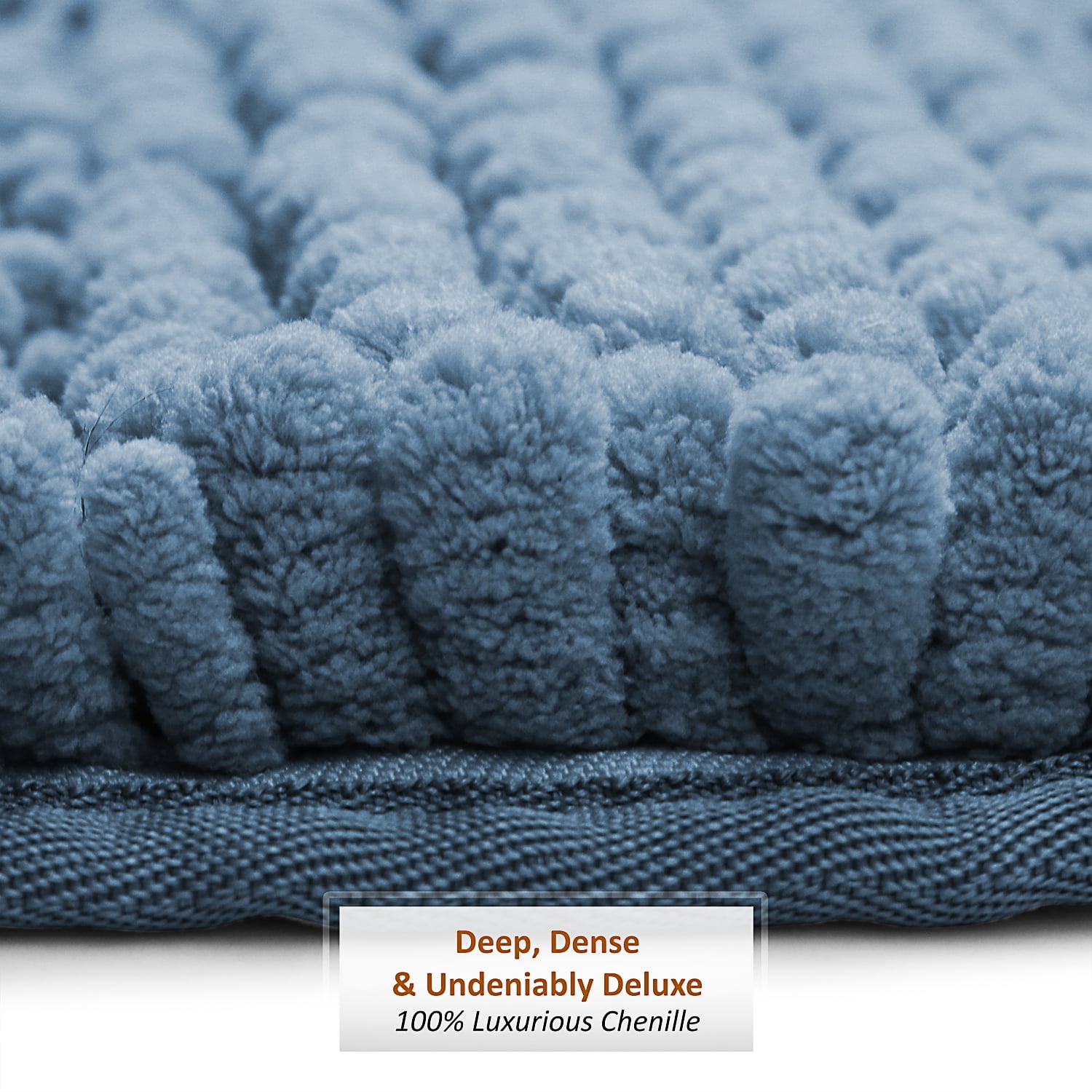 Clara Clark Chenille Super Absorbent Bath Mat - Extra Soft - Shower and Bath Room - Machine wash dry - Size Extra Large 44 x 26 - Blue Heaven