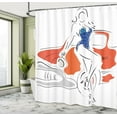 thumbnail image 5 of Ambesonne Modern Shower Curtain, Woman Sketch in Polka, 69"Wx84"L, Vermilion and Blue, 5 of 5