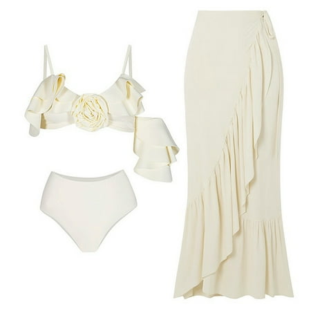 Tawop Ladies Swimwear 3 Piece Cover Up Bikini Swimsuits Clearance In Women Swimwear Cover White Xl