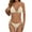 Beige, variant on Women's Adjustable Triangle Bikini Set Ribbed Halter Neck Swimsuit with Tie Side Bottoms, Pink Swimwear for Beach Light Blue L