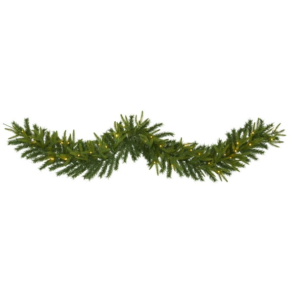Nearly Natural 6ft. Green Pine Artificial Christmas Garland with 35 Clear LED Lights, Green