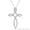 Rhodium Plated, variant on Loop Cross Cubic Zirconia CZ Crystal Pave 36x26mm (1.4x1in) Christian Pendant & Chain Necklace in .925 Sterling Silver w/ 14k Yellow Gold