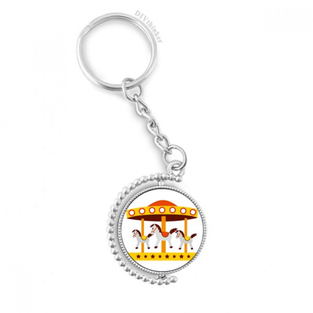 amusement park color carousel illustration rotatable keyholder disc accessories chain clip