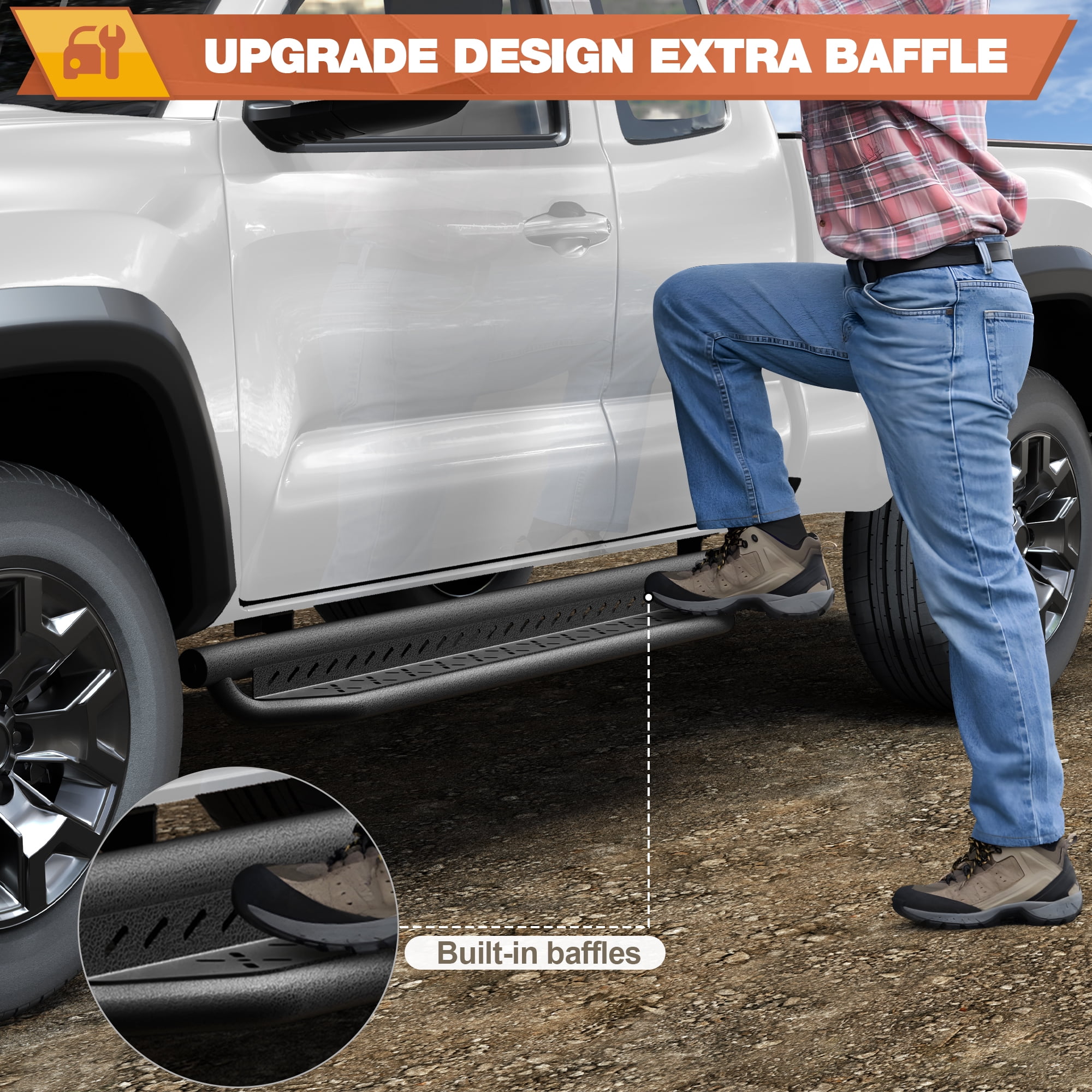 POFENZE Running Boards Compatible with Toyota Tacoma 2005-2023 Access Cab Textured Surface Side Steps for Truck Black Nerf Bars for Tacoma