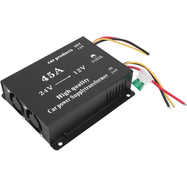 ZOUSSIQI Long Distance Driver Converter, Truck Sound Power Adapter Voltage Reducer Dual Fans 600W Powerful with for Monitoring Cameras (45A) CA919-23615