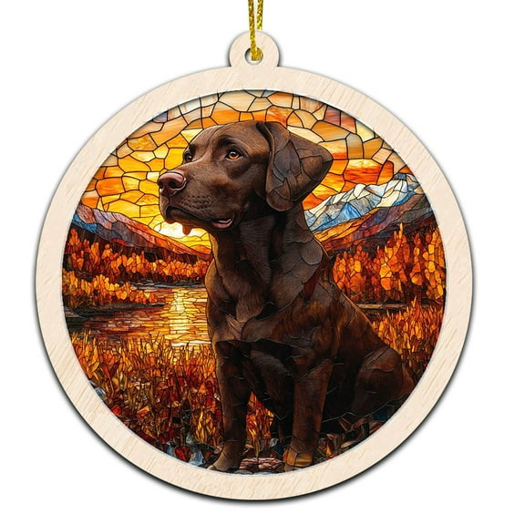 Chocolate Lab Stained Glass Suncatcher Ornament – Ornament Gift for Family, Friends, Men & Women, Christmas 2025 Keepsake