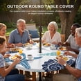 thumbnail image 3 of Round Outdoor Tablecloth with Umbrella Hole and Zipper, Navy Blue Coastal Tablecloth with Elastic Waterproof, Starfish Shell Coral Summer Beach Ocean Patio Table Covers for 45" - 54" Pool Tables, 3 of 9