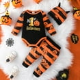 thumbnail image 2 of Vividxx Baby Boys Halloween Outfits Sets Pumpkin Print Long Sleeve Bodysuit Striped Pants Hat 3PCS Sets For Casual Beach School Party Fall Winter Cozy Dailywear, 2 of 8