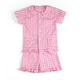 thumbnail image 3 of WOYY Toddler Boys Girls Casual Pajamas Ruffles Solid Short Sleeve Shirt Shorts Sleepwear, 3 of 3