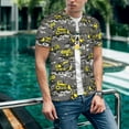 thumbnail image 6 of Zufioo Modern Yellow Excavator Print Men's Baseball Short Sleeve, Moisture Wicking Button-Down Hip Hop Tee-Large, 6 of 7