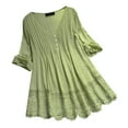 thumbnail image 2 of Taylonsss Women Vintage Ruffled Three Quarter Lace V-Neck Plus Size Top T-Shirt Blouse, 2 of 5
