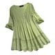 thumbnail image 2 of Pntutb Mujer Vintage Ruffled Three Quarter Lace V-Neck Plus Size Top Camiseta Blusa Pntutb Pntutb-3971, 2 of 5