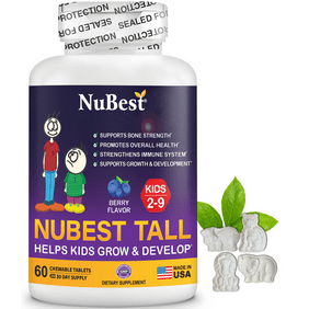 NuBest Tall Kids, Supports Healthy Growth in Kids from 2 to 9 Years Old Helps Kids Grow, with Berry Flavor, Multivitamins and Multiminerals, 60 Chewable Tablets
