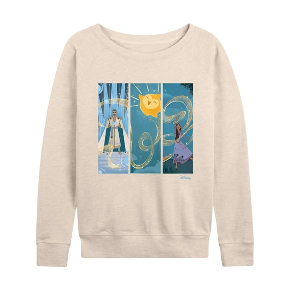 Disney Wish - Character Panels King, Star, & Asha - Women's Lightweight French Terry Long Sleeve Shirt