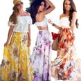 thumbnail image 3 of Jupe Femme Hippie Imprimée Taille Haute Jupe Longue Plissée Plage Décontractée Été, 3 of 4