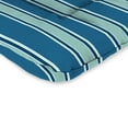 thumbnail image 3 of Jordan Manufacturing 38" x 21" Sanders Puff Blue and Gray Green Stripe Rectangular Outdoor Wrought Iron Chair Cushion with Ties and Hanger Loop, 3 of 11