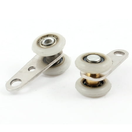 Portable 18mm Dia Plastic Wheel Slide Closet Door Roller Silver